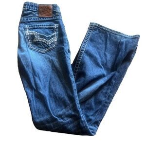 Big Star denim medium wash low rise bootcut flare pans jeans women’s sz 26r 26
